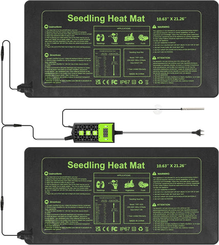 HEATIDEAS seedling heat mat with thermostat maintains optimal germination temperature.