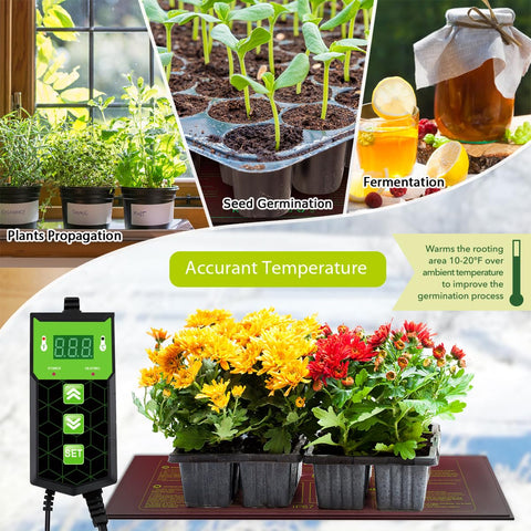 HEATIDEAS seed mat thermostat controller enables precise temperature settings for propagation.