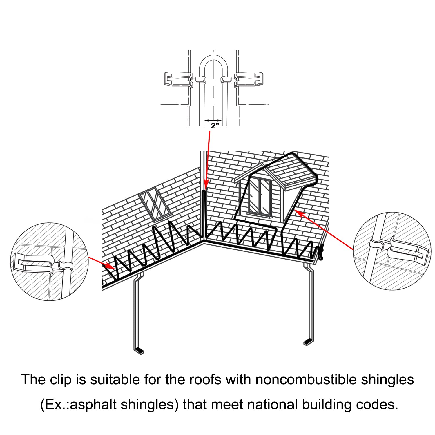HEATIT 19-pack clips secure cables quickly along the roof edge.