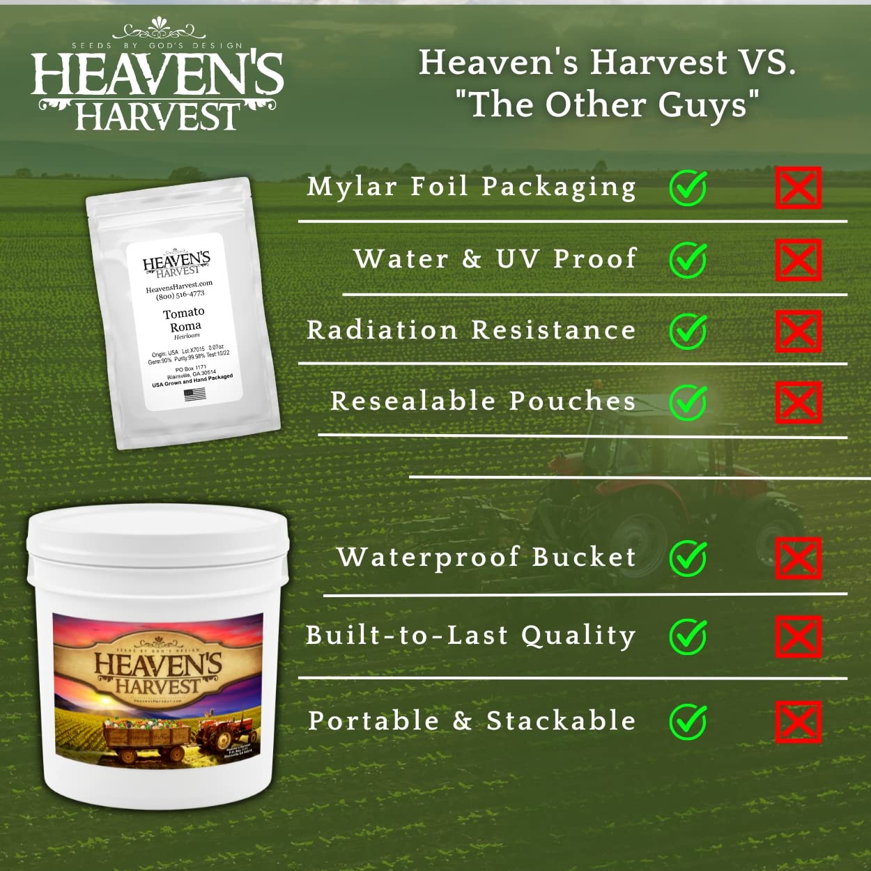Seed vault storage drum shown as part of Heaven's Harvest equipment for organization.