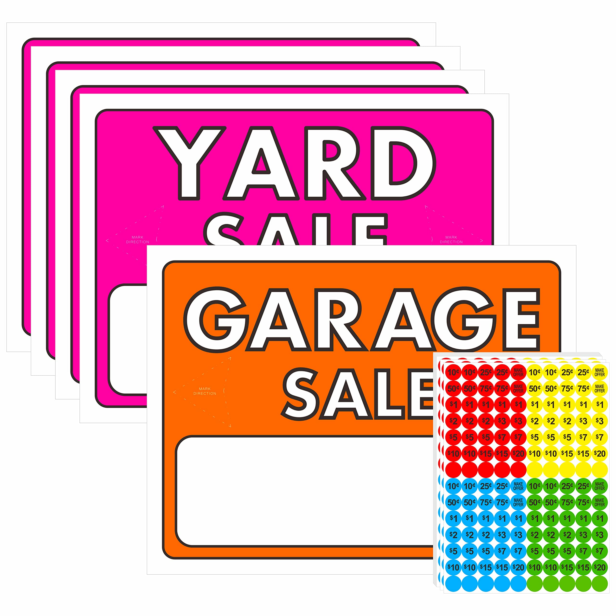 Hebayy 5-pack double-sided yard sale sign kit with large readable fonts