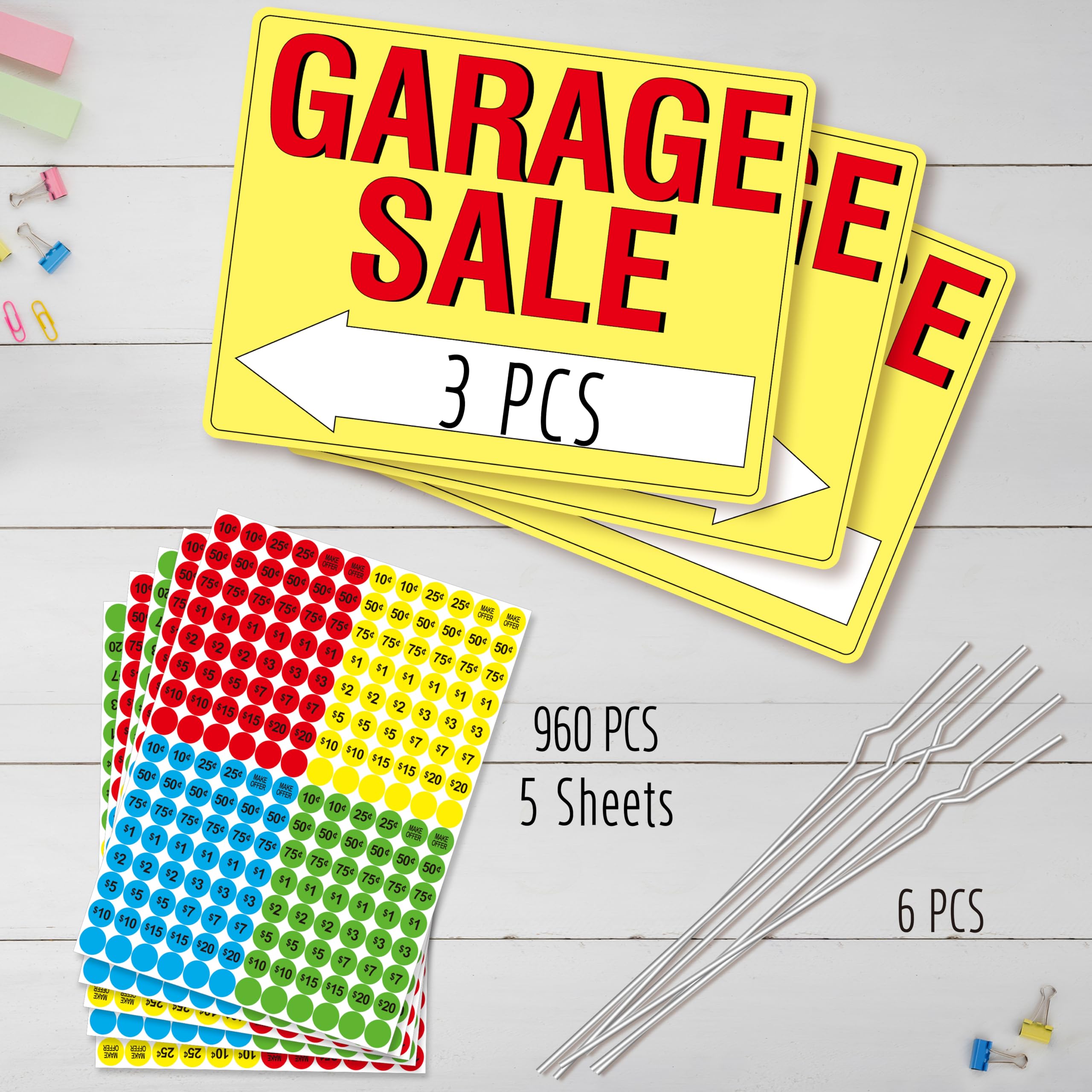 Hebayy garage sale sign set double-sided display attracts passersby.