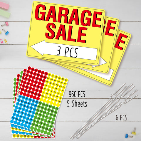 Hebayy garage sale sign set double-sided display attracts passersby.