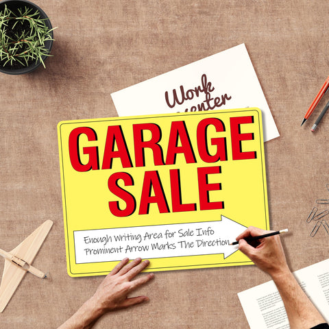 Hebayy stakes and labels setup enables quick, tidy garage sale prep.