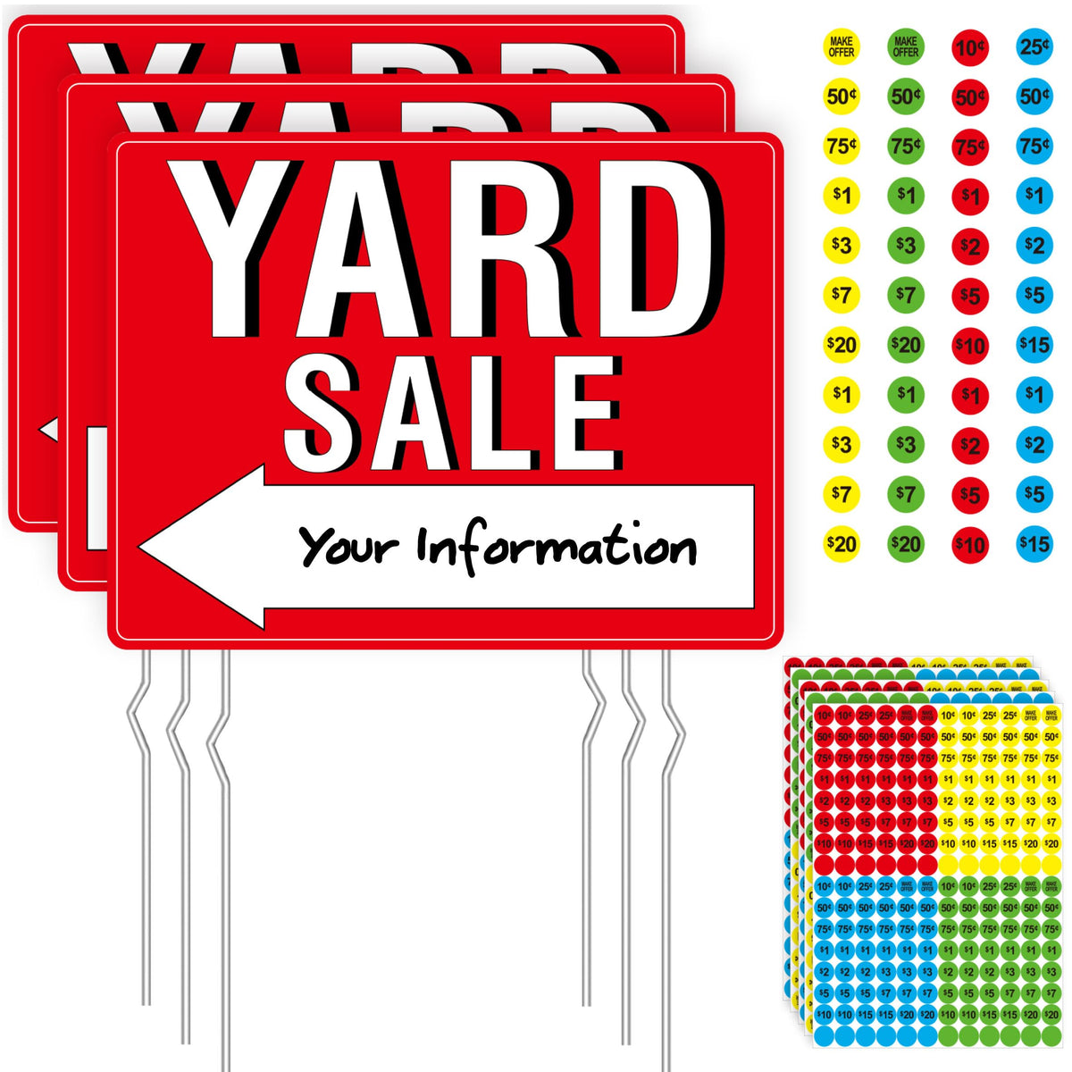 Hebayy yard sale sign three signs improves visibility and curb appeal