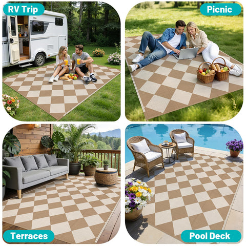 HEBE easy clean outdoor rug wipe or hose off