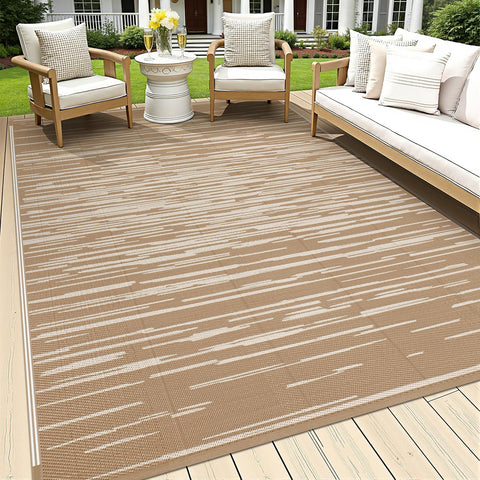 HEBE outdoor rug 5x8 for patio setup with easy-clean waterproof surface