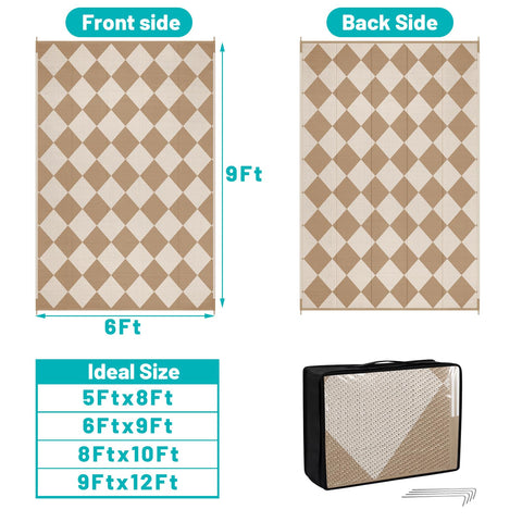 HEBE outdoor rug 6x9 reversible two sides, flip to a new look for outdoors.