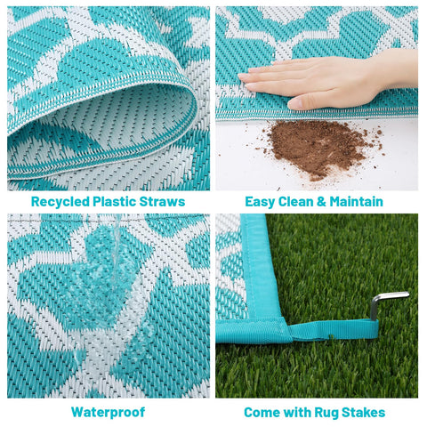 HEBE waterproof rug cleans easily after spills and sand