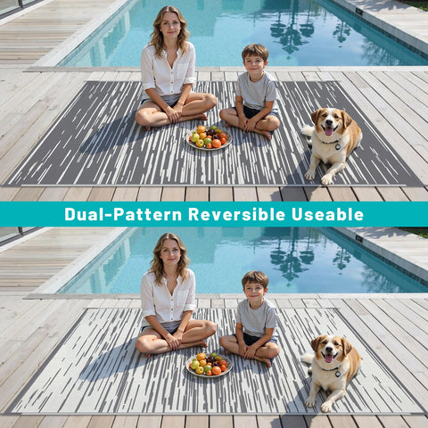 HEBE Outdoor Rug easy-clean surface that wipes down quickly after outdoor events.