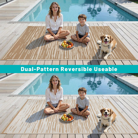 HEBE rug suitable for indoor and outdoor spaces like patios or campers