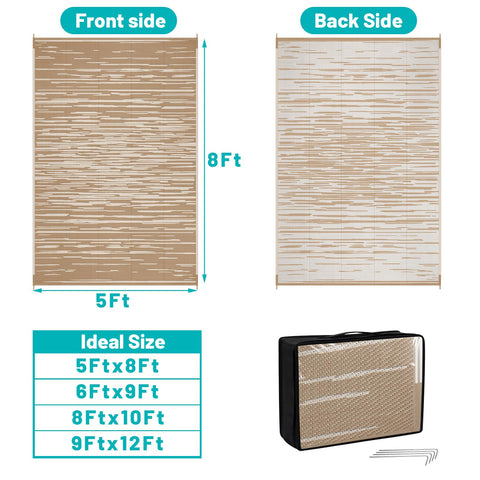 HEBE rug reverses to striped design for quick patio style changes