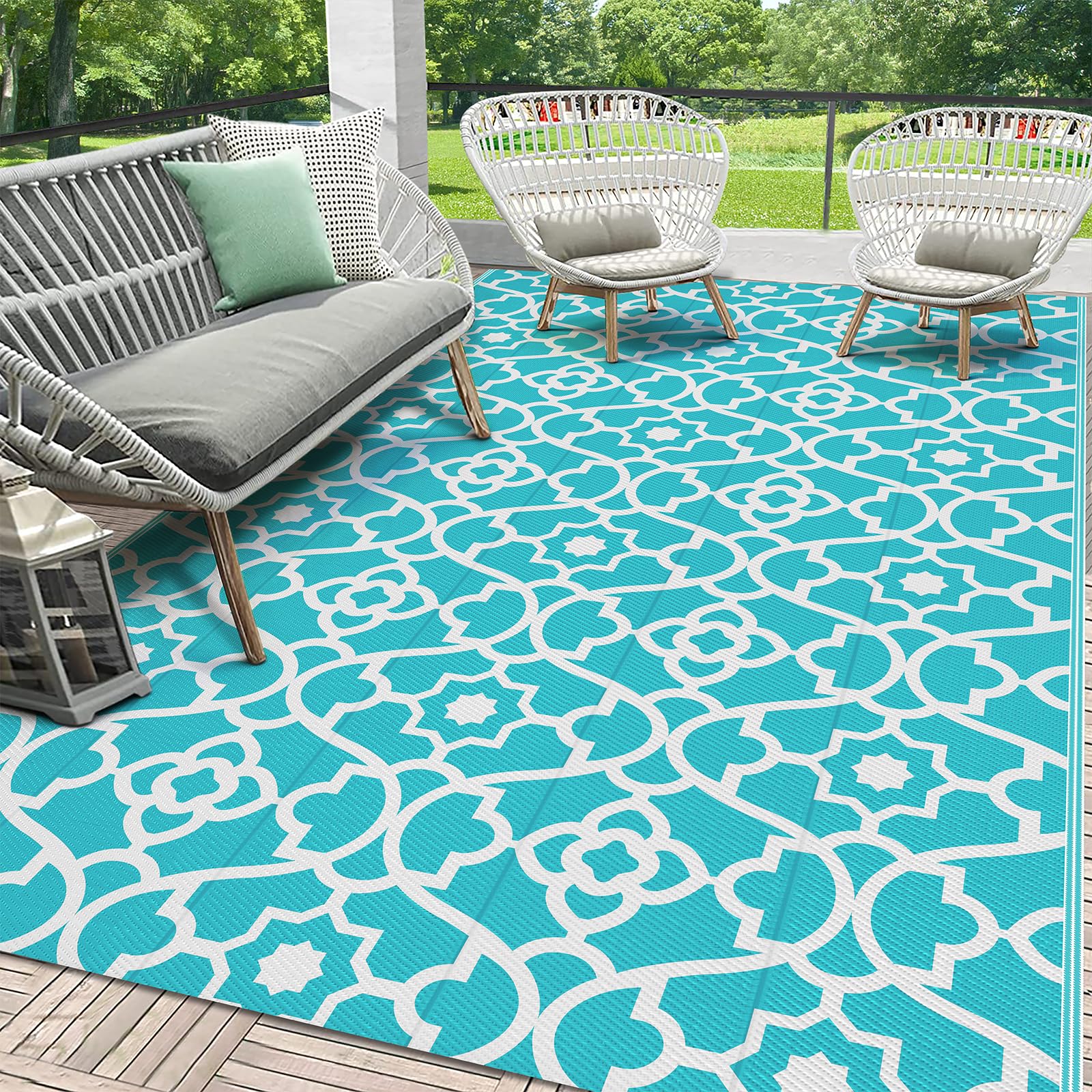 HEBE outdoor rug 5x8 waterproof, ideal for patios and decks