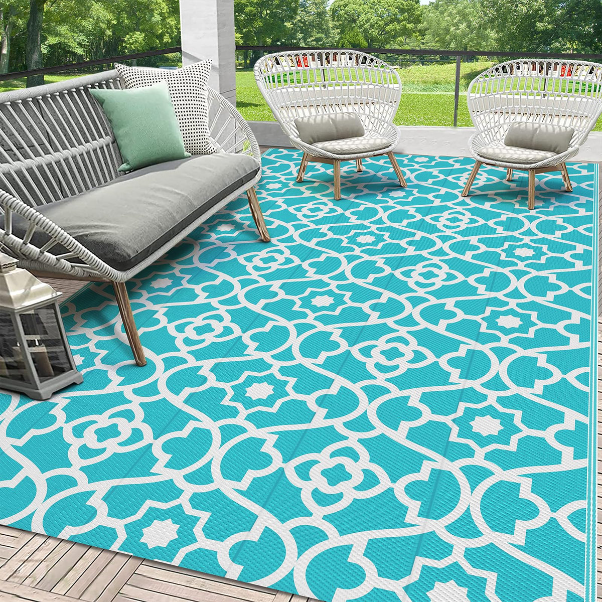 HEBE outdoor rug 5x8 waterproof, ideal for patios and decks