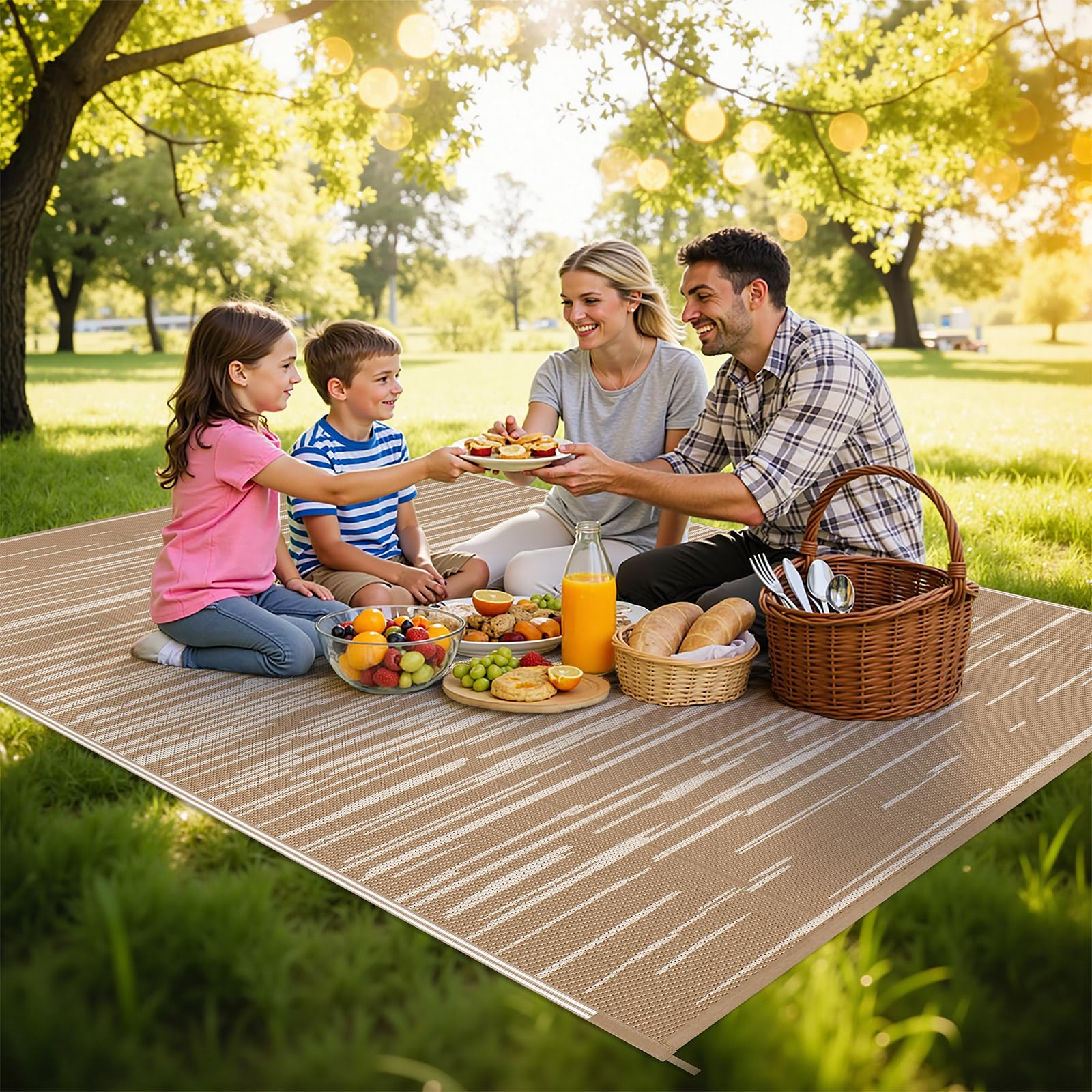 HEBE waterproof rug shown with hose rinse for fast cleanup