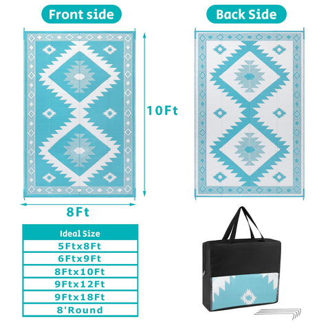 HEBE waterproof outdoor rug cleans easily and dries quickly after outdoor use.