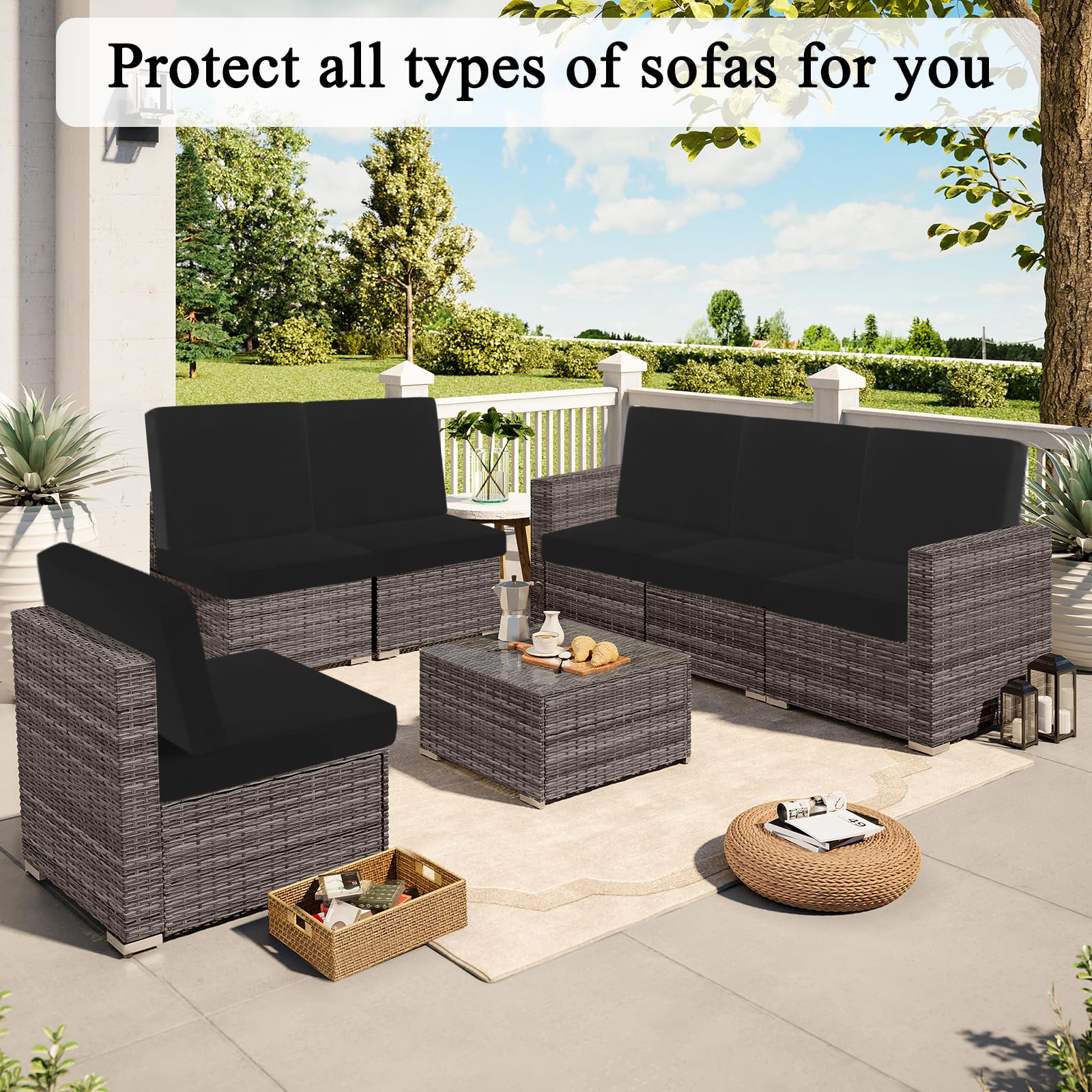 HEBE RUGS easy-care cushion cover refreshes patio furniture.