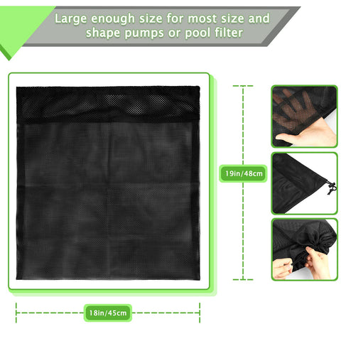 Hecaty 24x26 upgrade bag side view shows 1.6 mm mesh catching leaves and needles