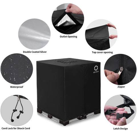 HECHEN IBC tote cover bottom latches keep setup firm.