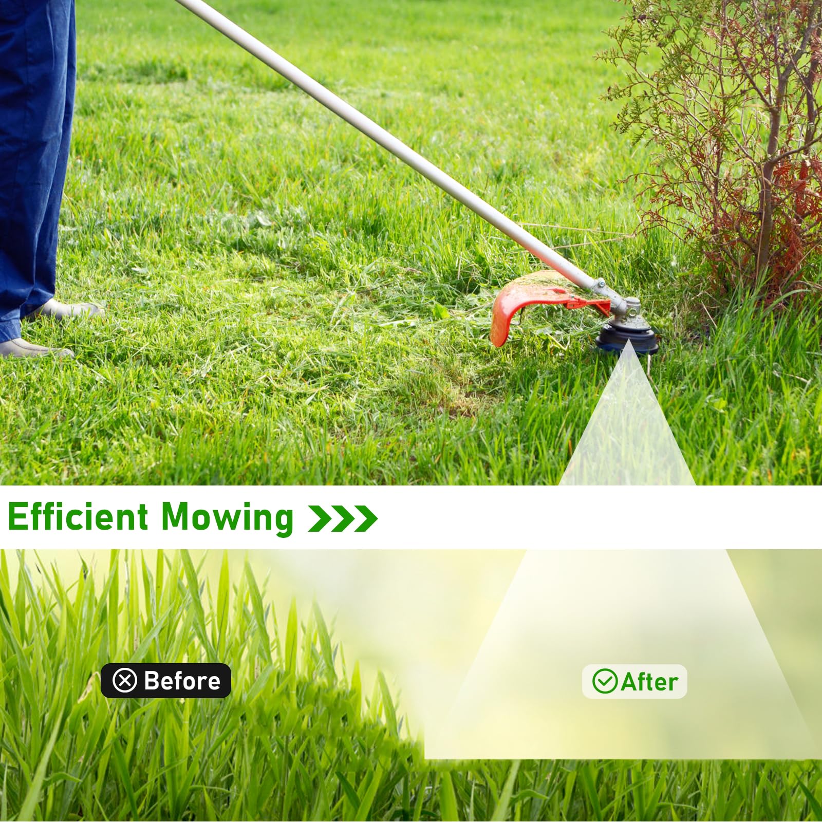 Hechuang yard-trimmer use-demo illustrating real-world setup
