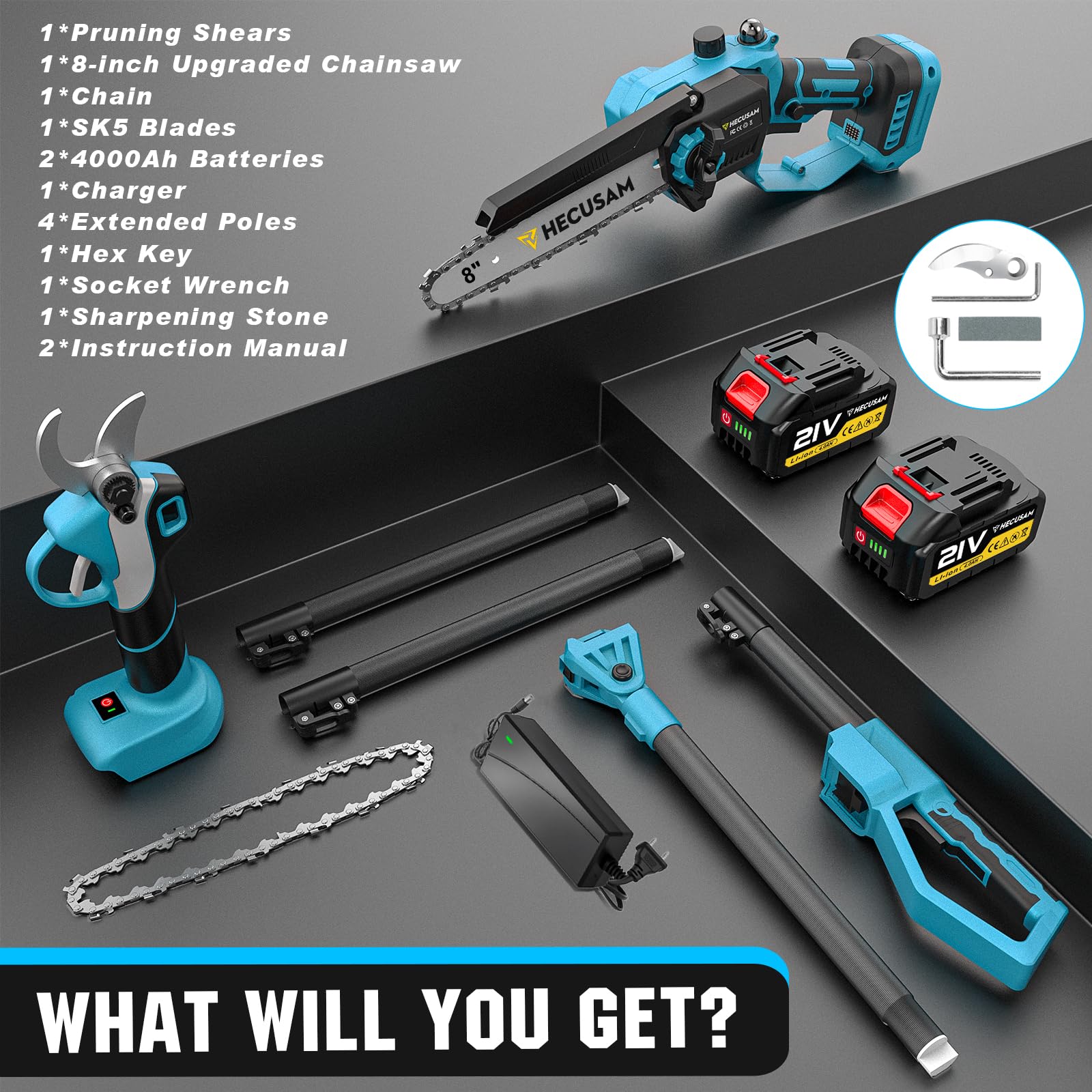 HECUSAM ladder-free pruning for safe, ground-level work