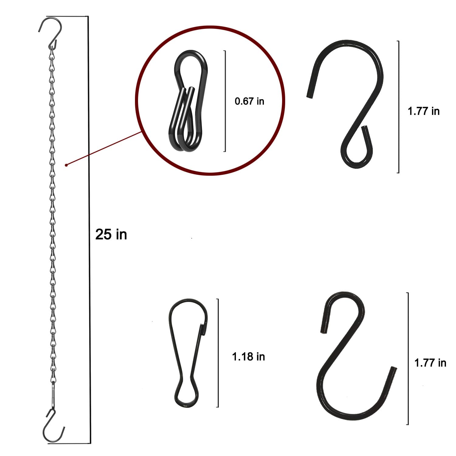 HEDGBOBO heavy-duty metal chain 25inch designed for durable indoor or outdoor use.