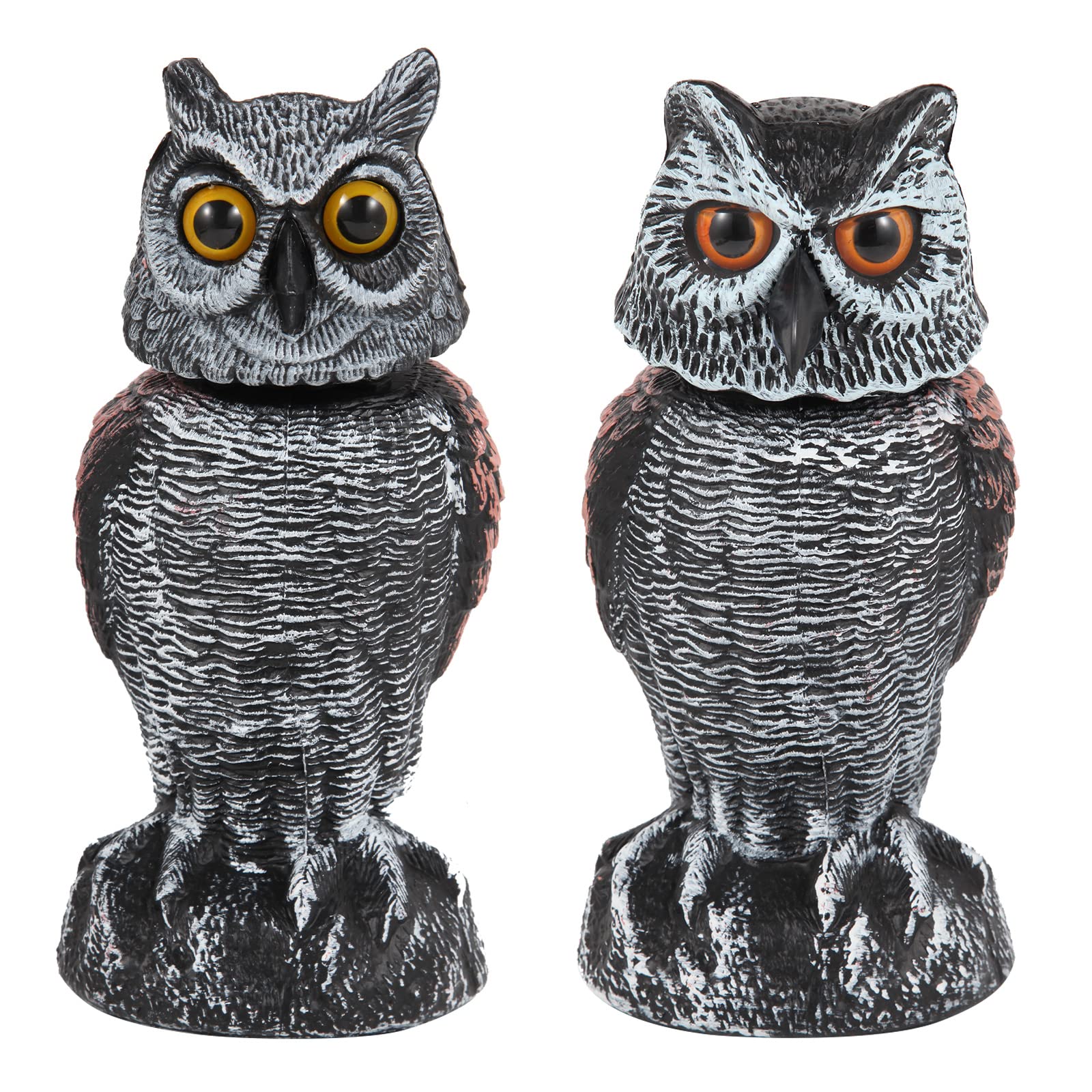 Hedoc 2-pack fake owl decoys front view deter garden birds safely