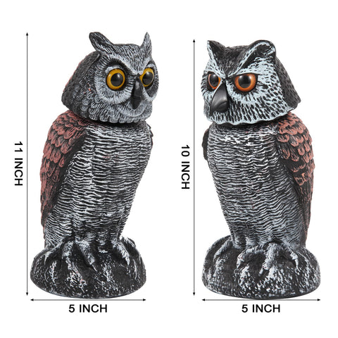 Hedoc 2-pack fake owl decoys wind panel back supports wind-driven rotation