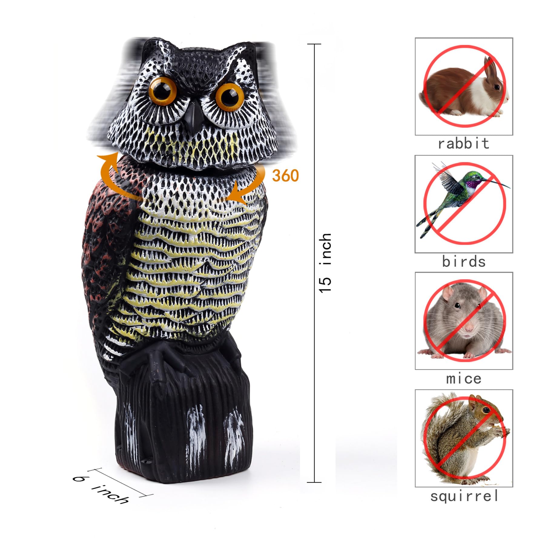 Hedoc fake owl scarecrow protects gardens from pigeons and squirrels
