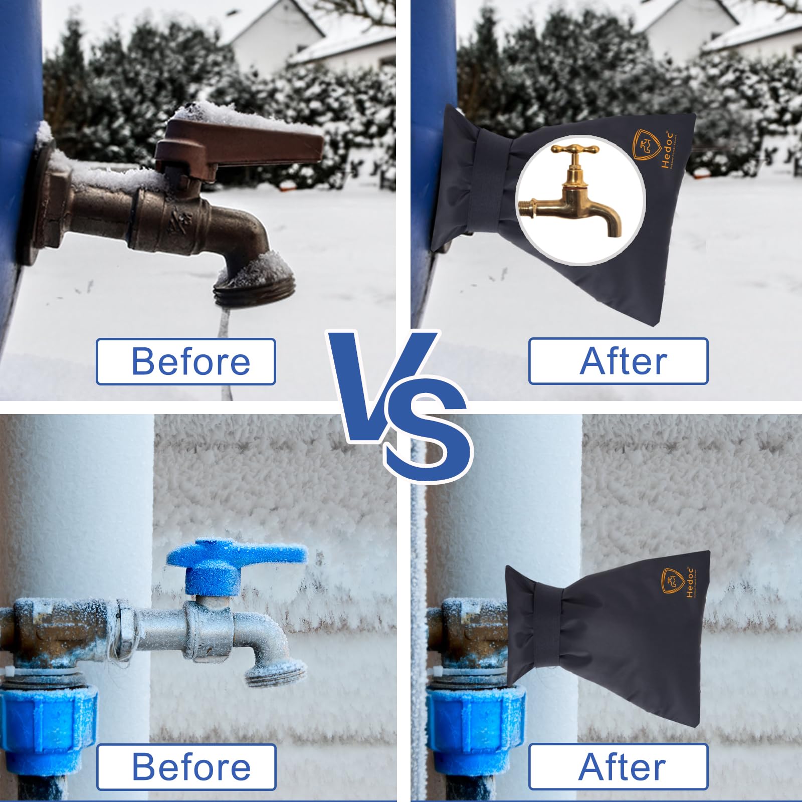 Hedoc Pro faucet cover with built-in Velcro strap for easy installation.
