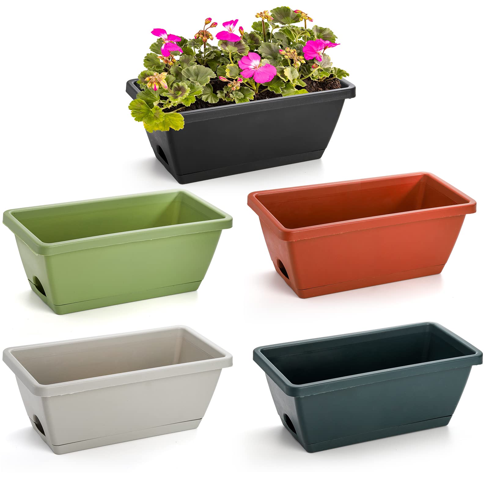 Hedume 14-inch plastic vegetable planter suitable for indoor or outdoor kitchen herbs.