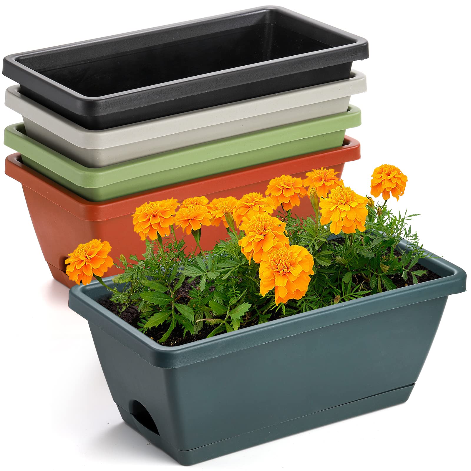 Hedume 5-pack 14-inch flower window box on a sunny windowsill for vibrant blooms.