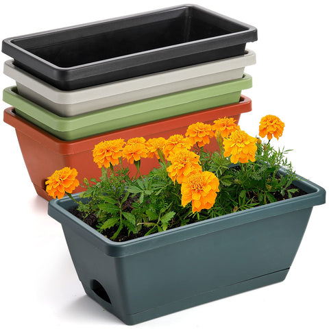 Hedume 5-pack 14-inch flower window box on a sunny windowsill for vibrant blooms.
