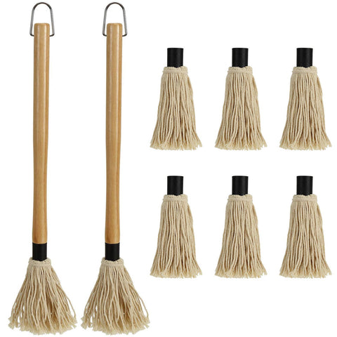 Hedume BBQ basting mop with an 18.2-inch wooden handle for safe, controlled glazing.