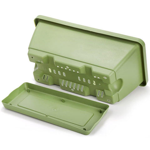Hedume windowsill flower box with tray keeps spills contained and surfaces clean.