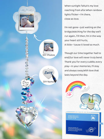 Heelay Pet Memorial Suncatcher creates a colorful display with sunlight