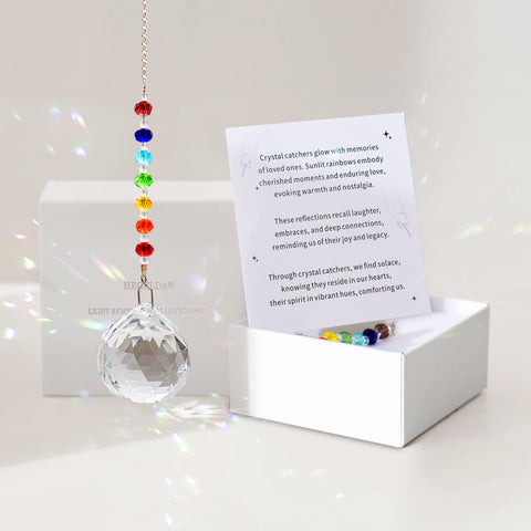 HEGELDA Crystal Sun Catcher memorial design catching morning light for cherished memories.