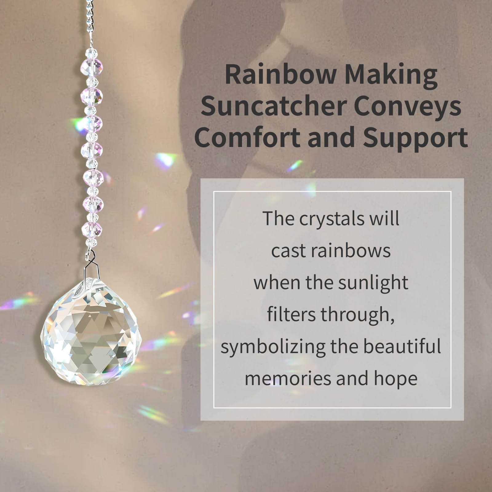 HEGELDA rainbow-maker crystal sun catcher creates soft rainbows for remembrance