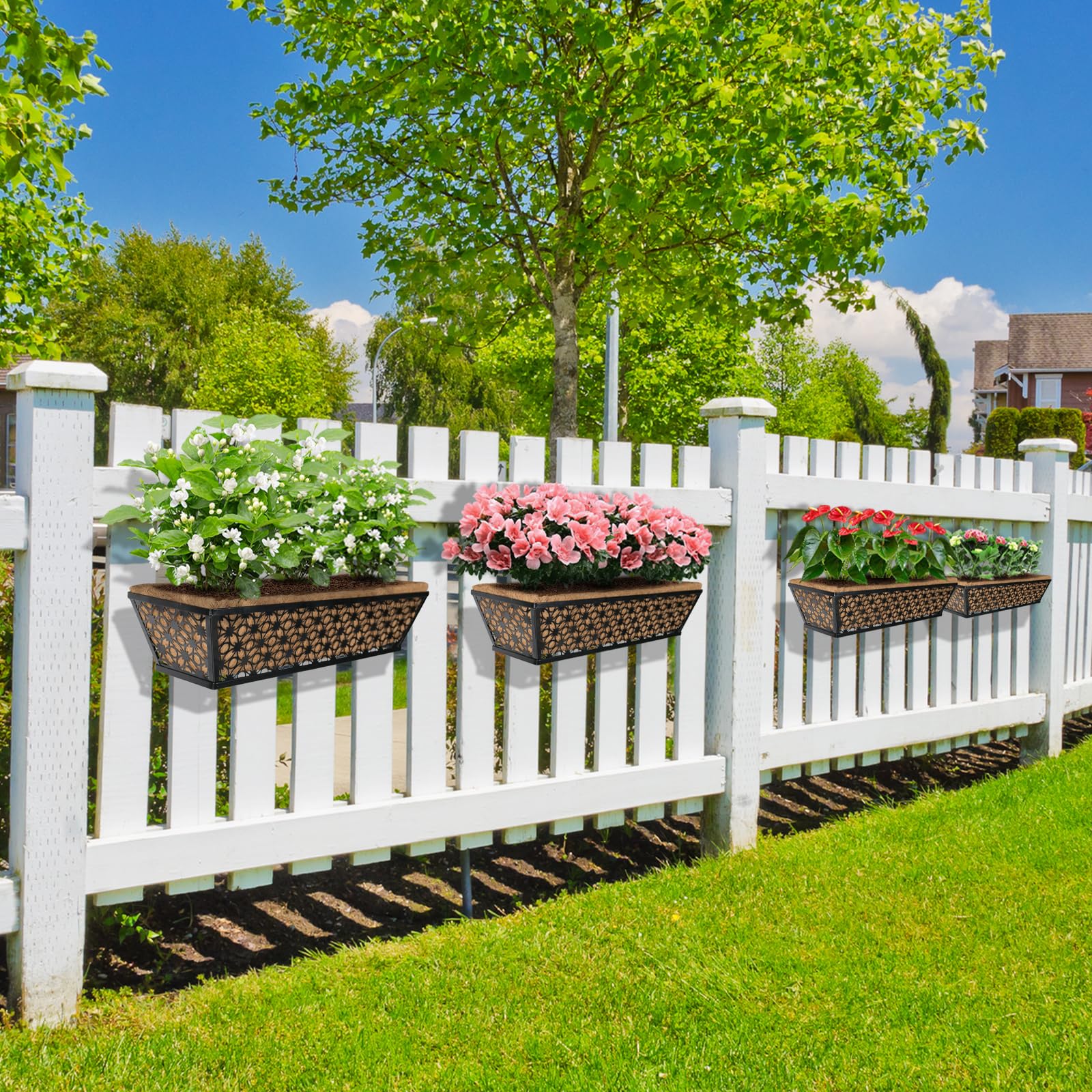 hehimhis durable 4-pack balcony planters for cohesive railing display