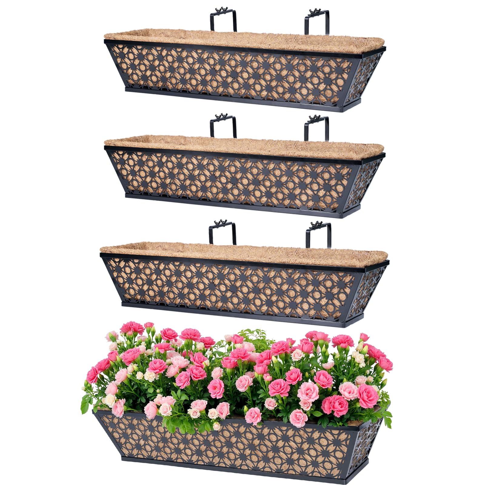 hehimhis window planter box 24-inch showcasing vibrant flowers for a porch