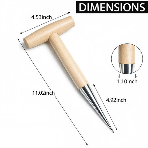 Sturdy metal tip penetrates soil smoothly for easy bulb and seed placement.