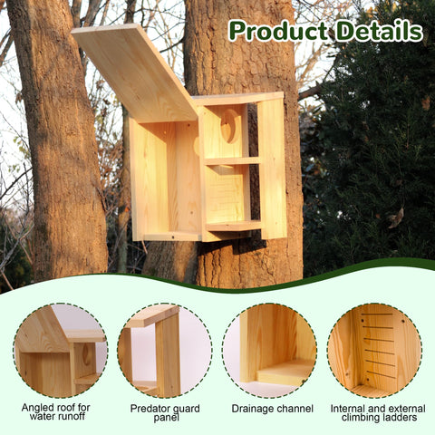 HEILFNL Widened Large Squirrel House nesting box provides natural refuge for small wildlife