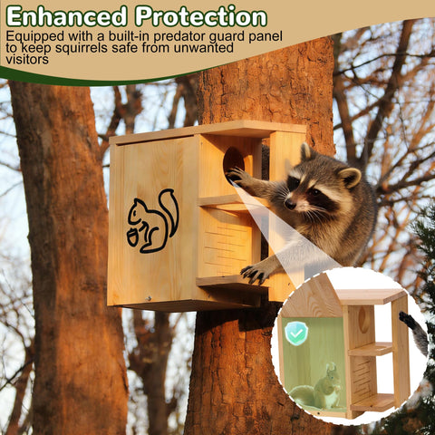 HEILFNL Widened Large Squirrel House outdoor habitat for squirrels and chipmunks