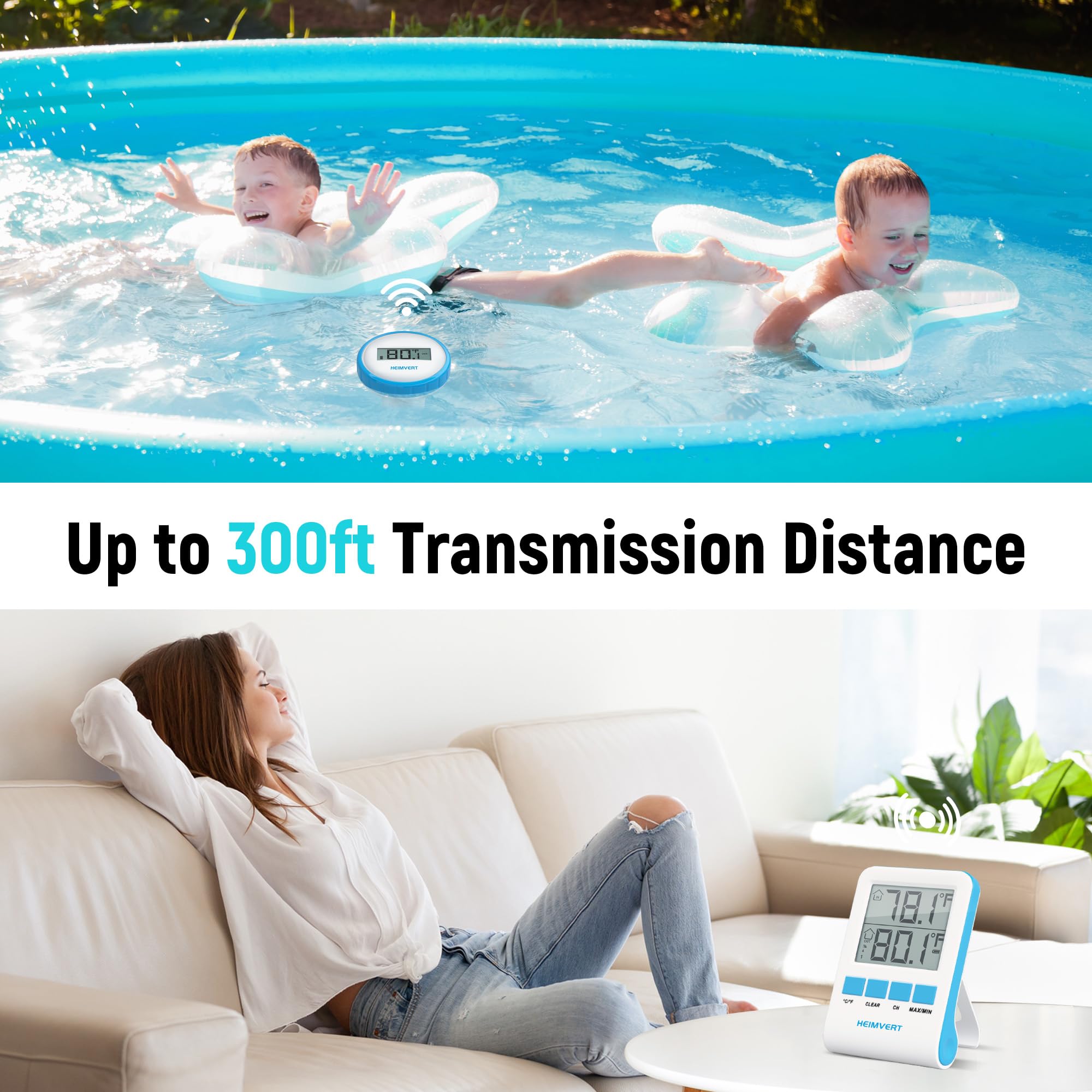 HEIMVERT floating sensor immersed in water captures fast, precise temperature changes