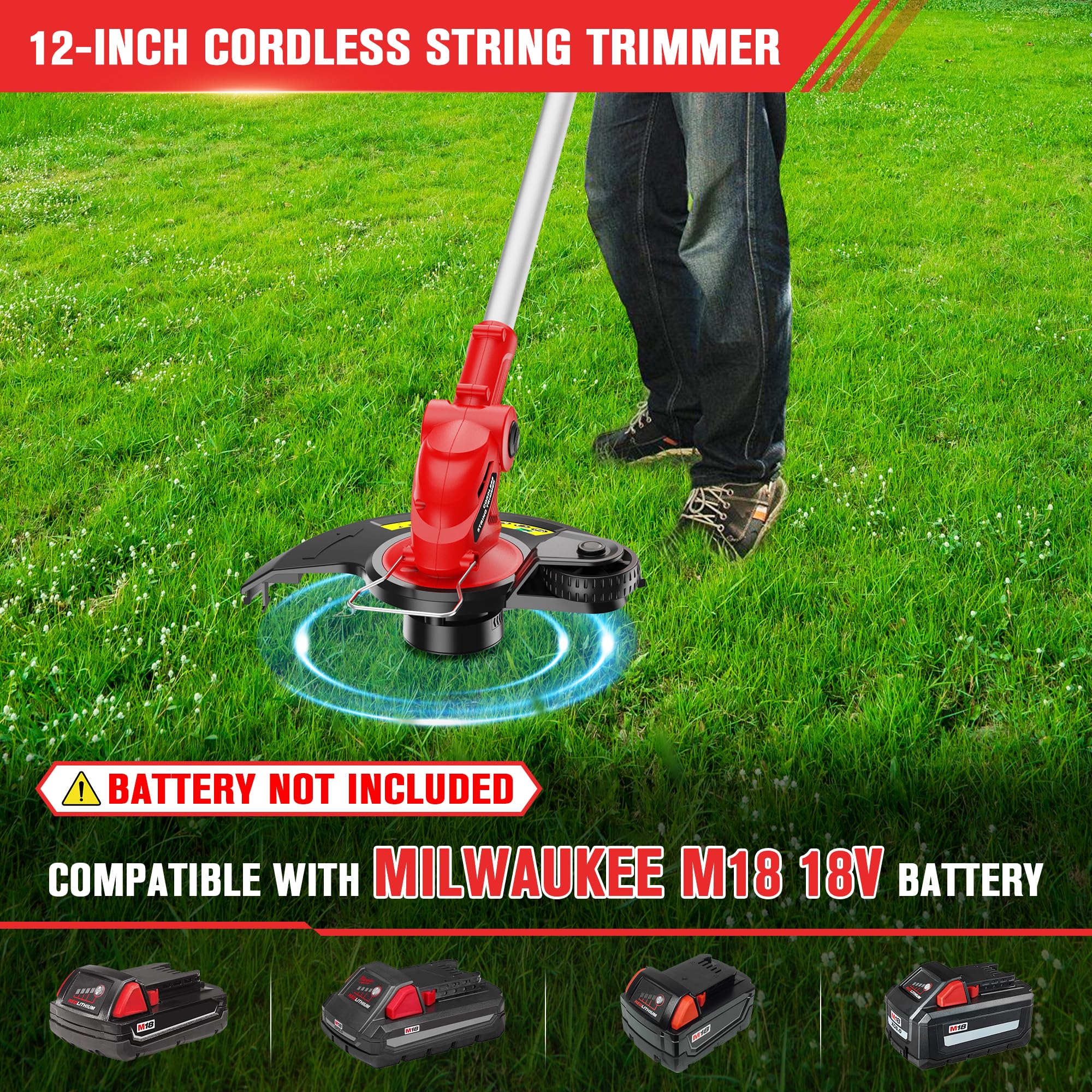 HEINPRO 12-inch 3-in-1 trimmer edger mower enables quick task switching.