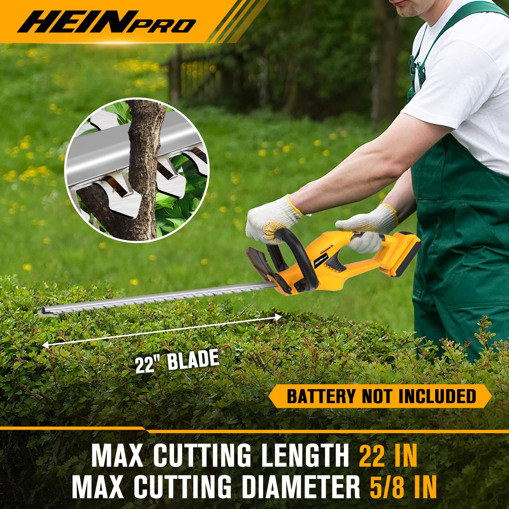 HEINPRO 22-inch laser-cut blade for clean hedge lines
