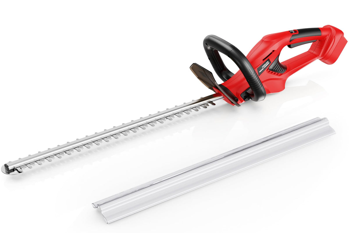 HEINPRO cordless hedge trimmer with 22-inch blade for precise trimming.