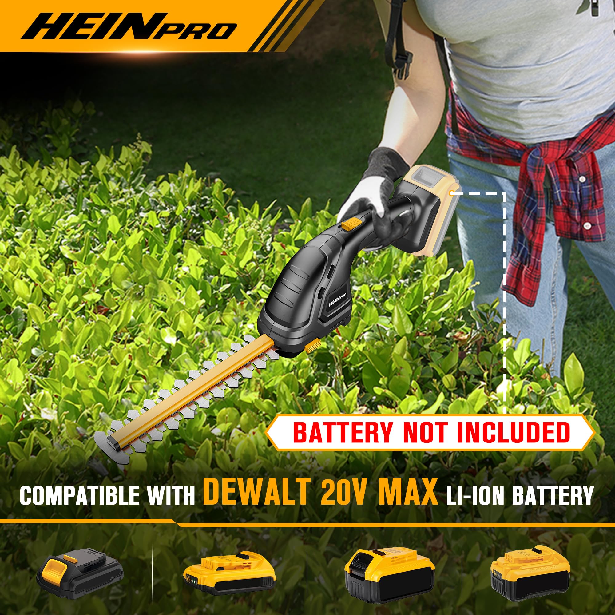 HEINPRO 2-in-1 hedge trimmer and grass shear for quick lawn edging.