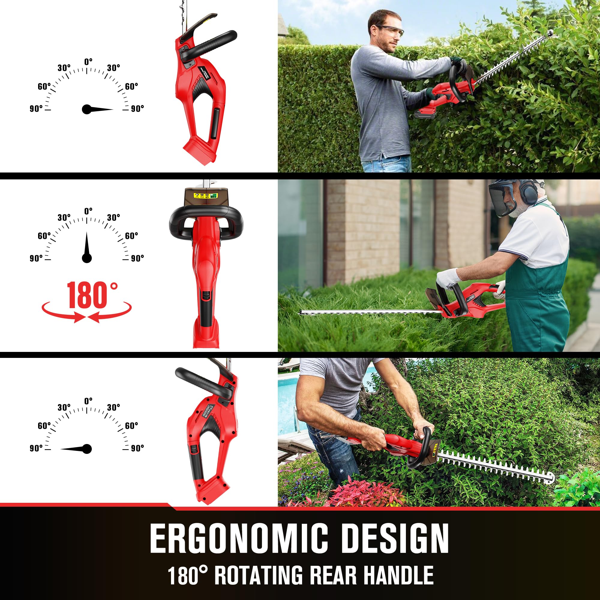 Copper wire motor powers efficient cuts through thicker hedge material.