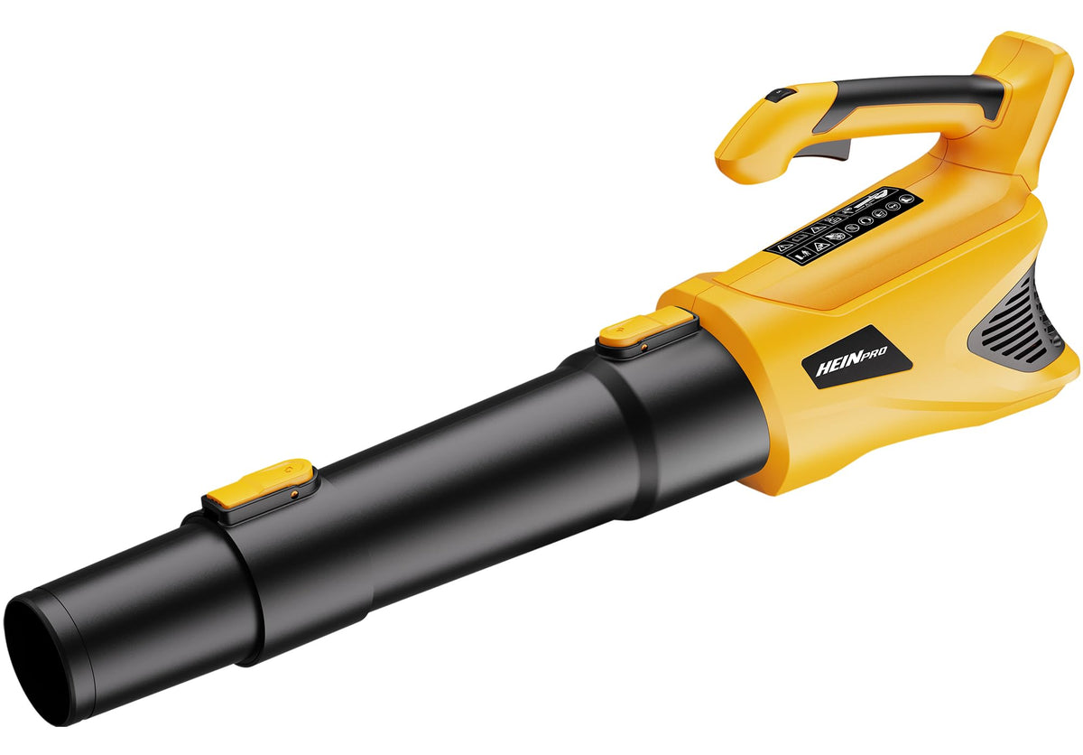 HEINPRO cordless leaf blower front view showcases ergonomic design for comfortable use.